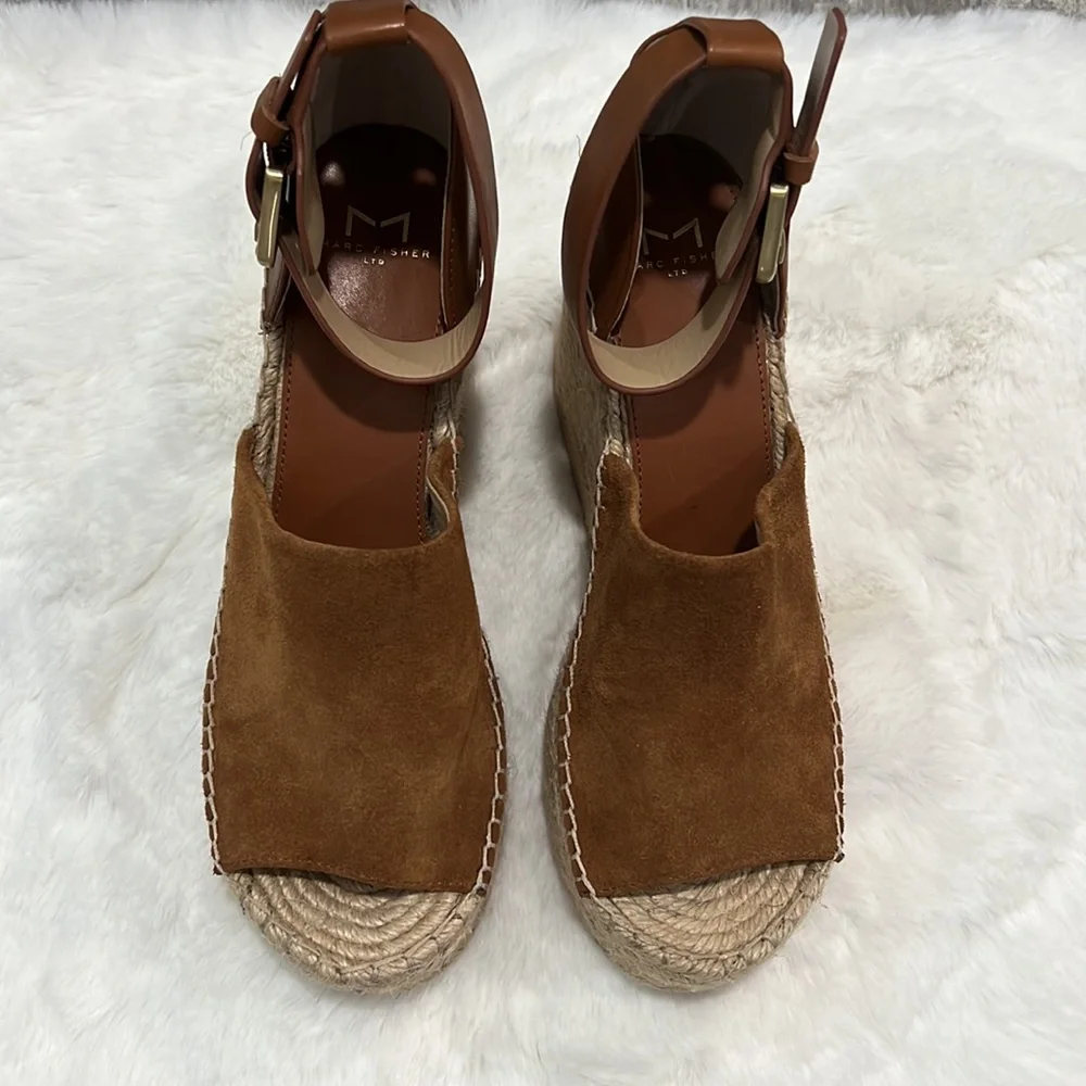 New Marc Fisher Adalyn Espadrille Platform Wedge Boho Sandal with Ankle Strap